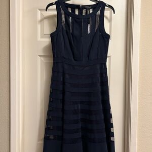 White House Black Market Navy Mesh Dress